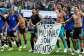 Getty ImagesImage caption: Argentinas players display their controversial banner after their win over England
