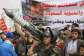 Houthi supporters rally in Sanaa, Yemen, July 17, 2026, near banner in Arabic proclaiming, All Saudi oil facilities are targets to our missiles and drones. -  Osamah Abdulrahman, AP