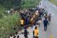 One injured as Kia Rhino overturns on Accra-Kumasi Highway