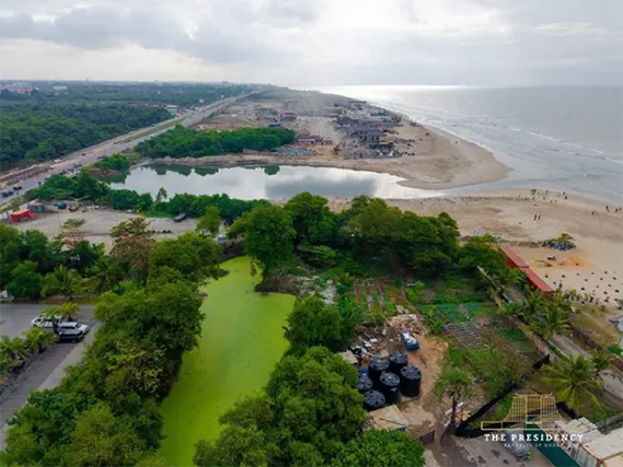 Aerial view of the Kpeshie Lagoon enclave