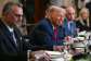 US President Donald Trump, flanked by US Senior Advisor for Africa Massad Boulo and White House Deputy Chief of Staff Stephen Miller, participates in a multilateral lunch with visiting African Leaders in the State Dining Room of the White House.  By Jim WATSON (AFP/File)