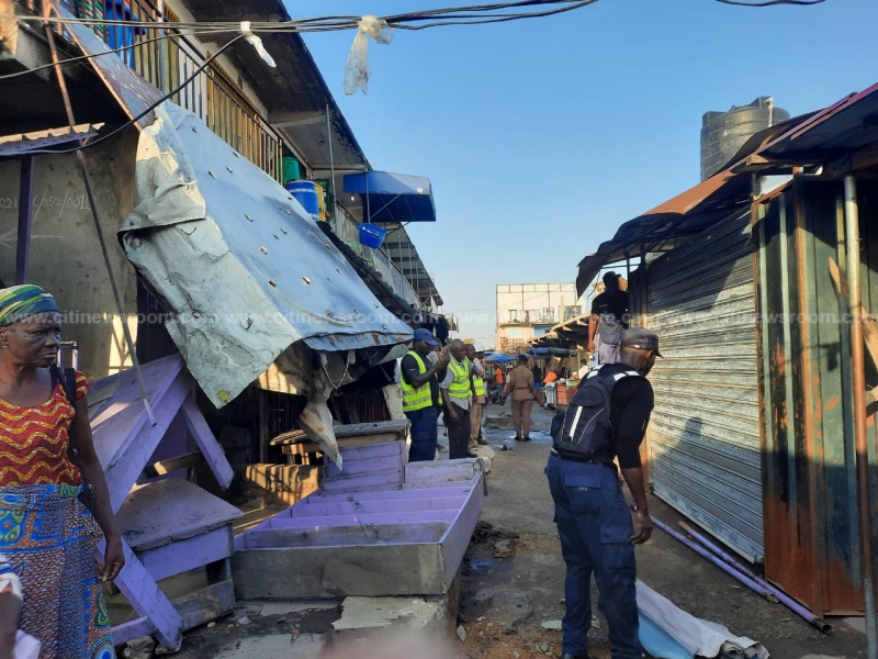 Structures demolished to create access to Kasoa old market