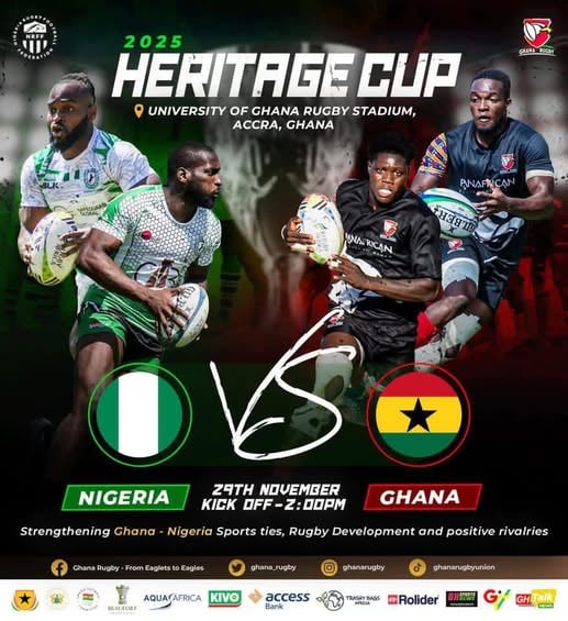 Heritage Rugby Cup 2025: Ghana vs Nigeria, venue, kick-off and where to watc