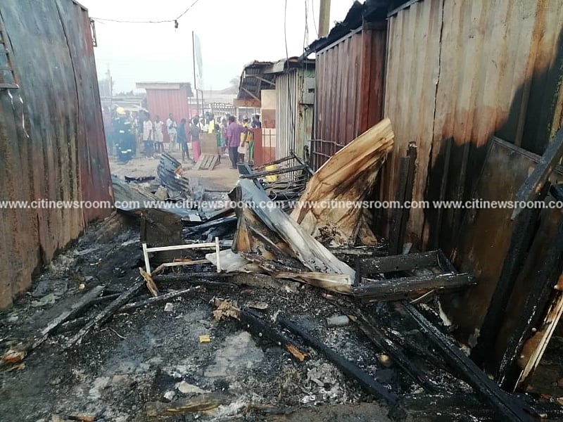 Fire destroys over 20 containers near Datus Complex School in Kasoa