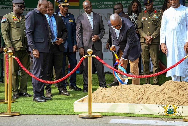 President Mahama cuts sod for 2,000-unit military barracks project