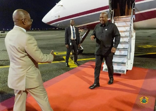President Mahama lands in Abidjan for Ouattara’s inauguration as Ivory Coast