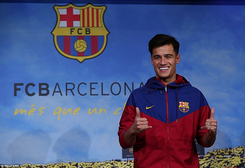 Photos… Barcelona Unveil Philippe Coutinho At The Nou Camp As He Completes £145m Move From Liverpool