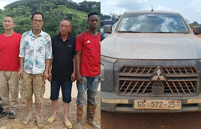 NAIMOS taskforce arrests Chinese Nationals, Ghanaian in Mpohor galamsey raid