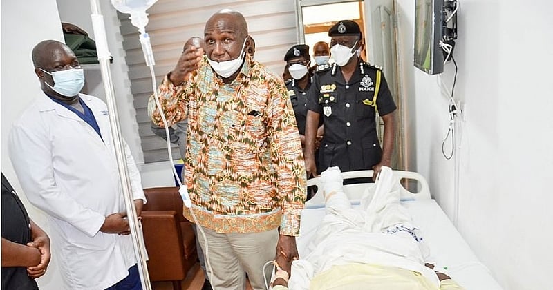 Ambrose Dery visits injured police officers at Police Hospital