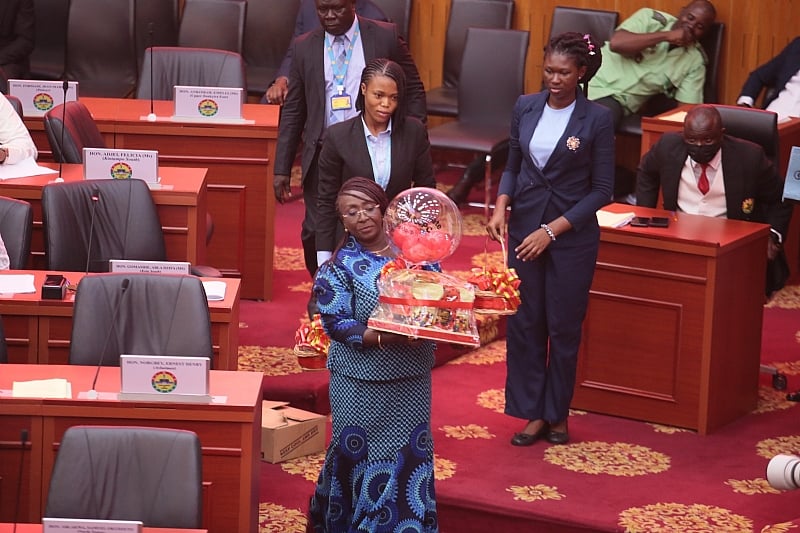 Minister Dzifa Gomashie champions Made-in-Ghana chocolate on Parliament floo