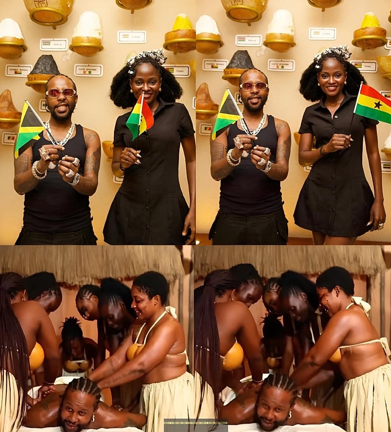From Dancehall to Tradition: Popcaan joins celebrities discovering Ghana’s 'Kuria Kuria' shea butter massage