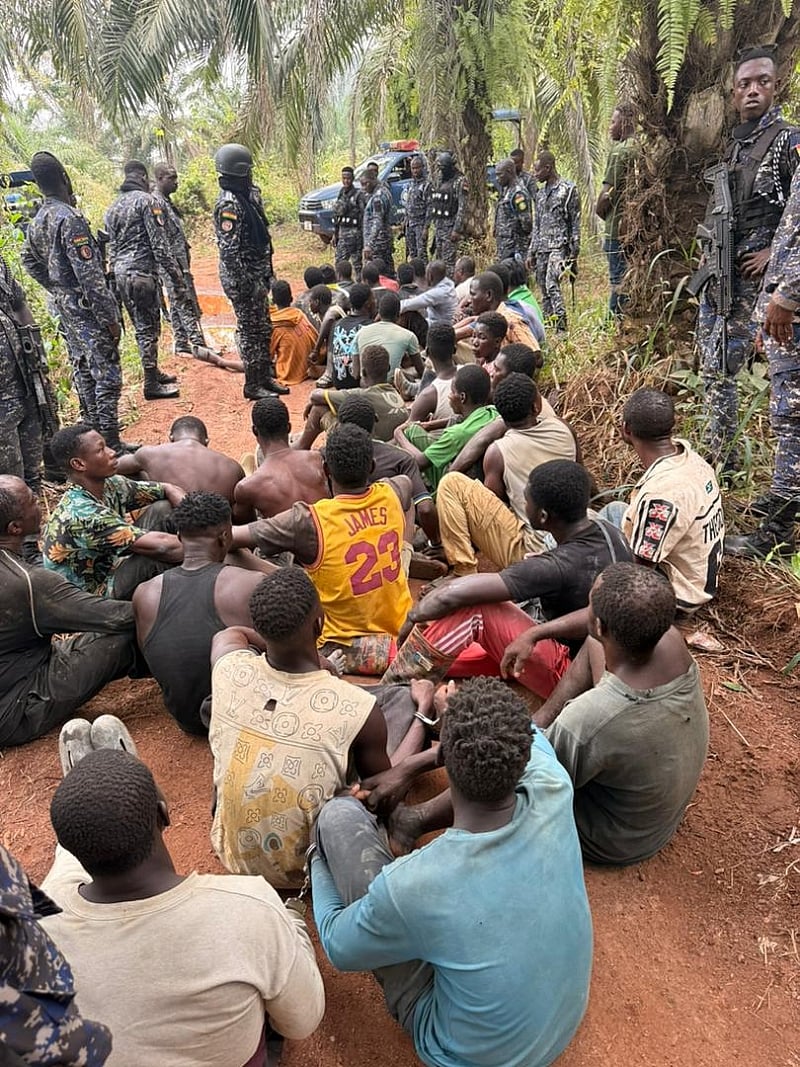 New Abirem: 17 Burkinabes, 21 Ghanaians arrested in galamsey raid at Ntoranang