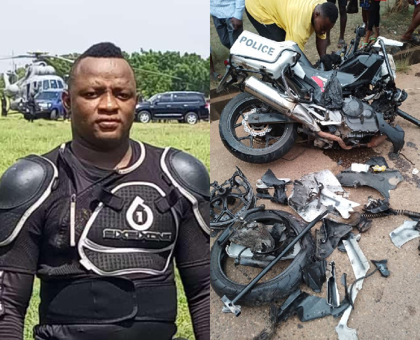 Police dispatch rider escorting convoy to Kumasi crashed to death at Osino