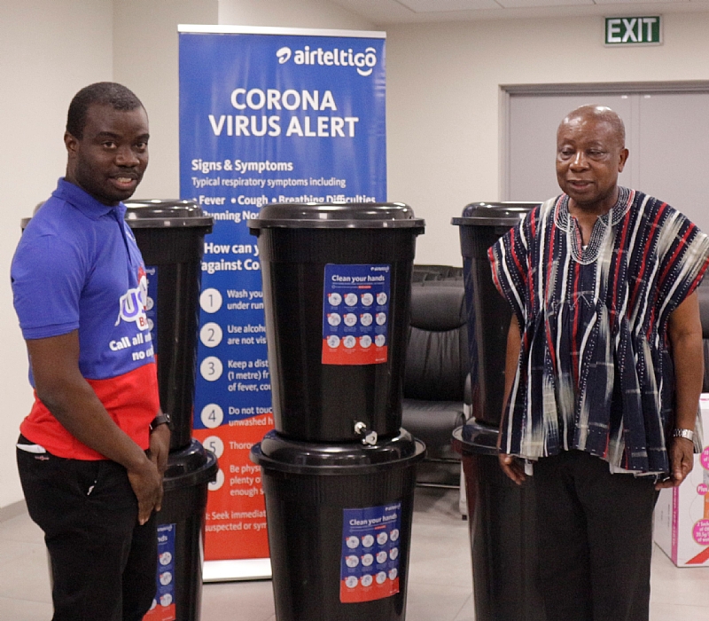 COVID19 AirtelTigo Donates 200 Veronica Buckets To Ministry Of Health