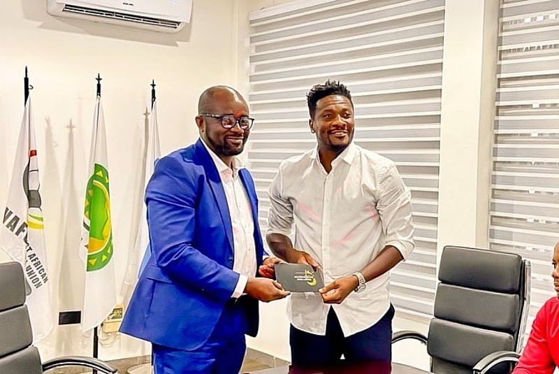 Asamoah Gyan Meets GFA Boss Kurt Okraku Ahead Of Book Launch [PHOTOS]