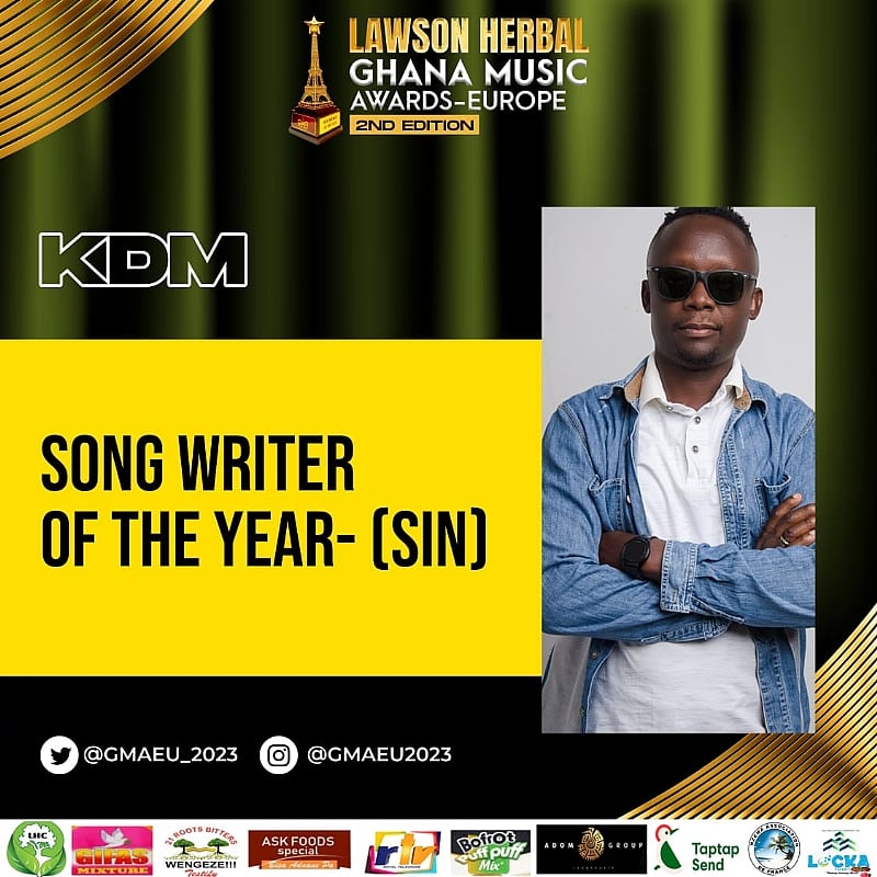 KDM gets nomination at 2nd Edition of Ghana Music Awards Europe