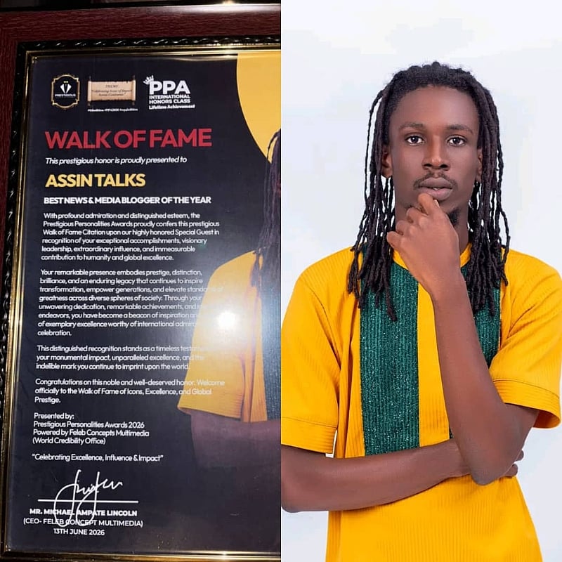 Assin Talks crowned Best News & Media Blogger at Prestigious Personality Awards 2026