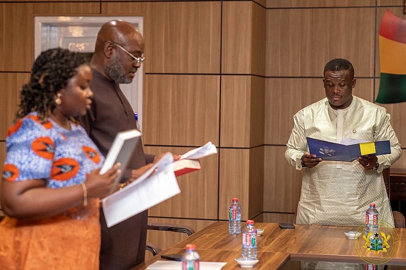 Sam George swears in Alhaji Abdul-Rauf Tanko Ibrahim, Prof. Agyapomaa Gyeke-