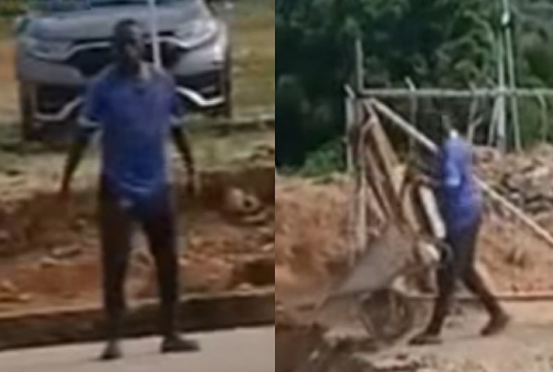 Elderly man allegedly throws stone at resident after being caught dumping re