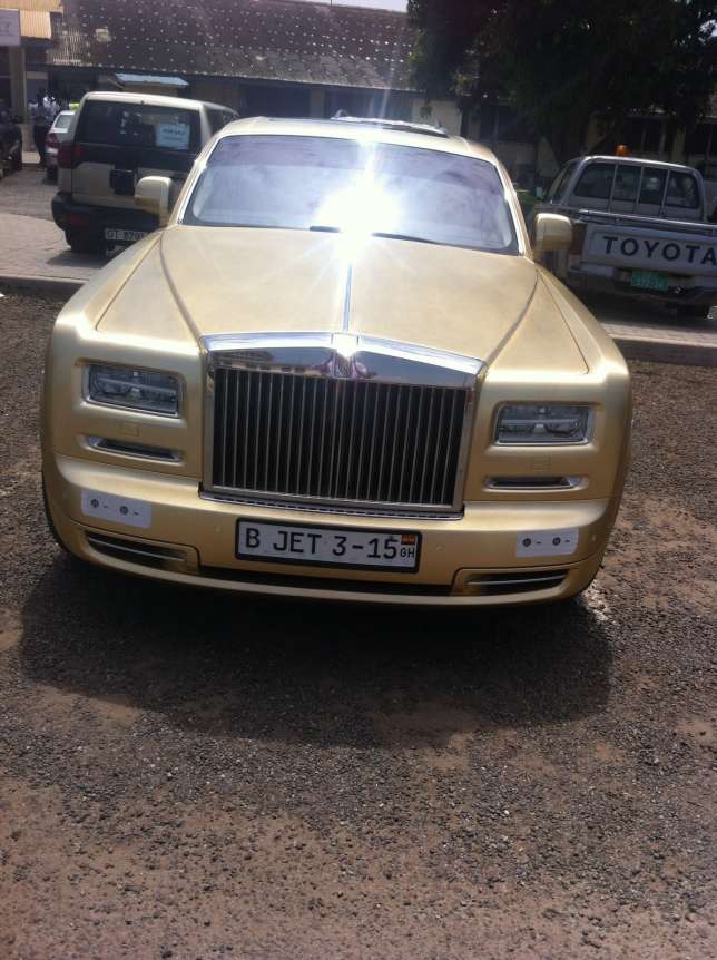 Photos Asamoah Gyan lands in Accra with his gold Rolls Royce