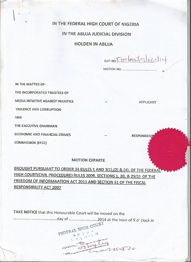 FOI REQUEST: NGO SUES EFCC