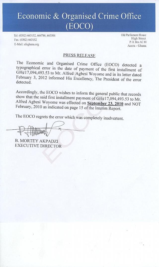 Economic & Organised Crime Office Apology