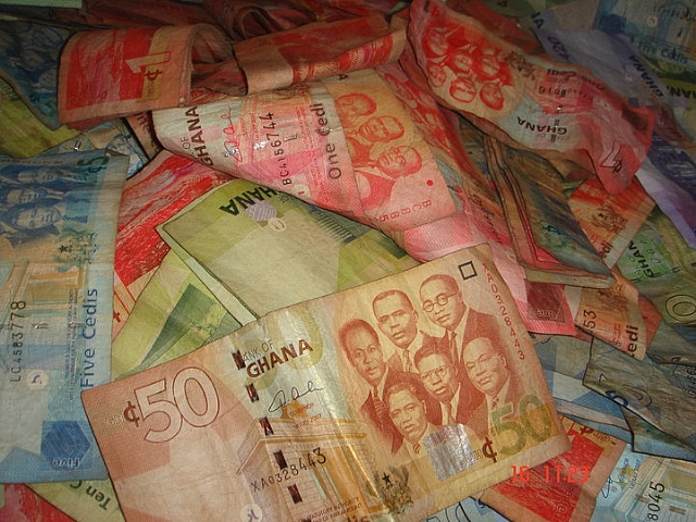 Image result for photos of three hundred ghana cedis bundles
