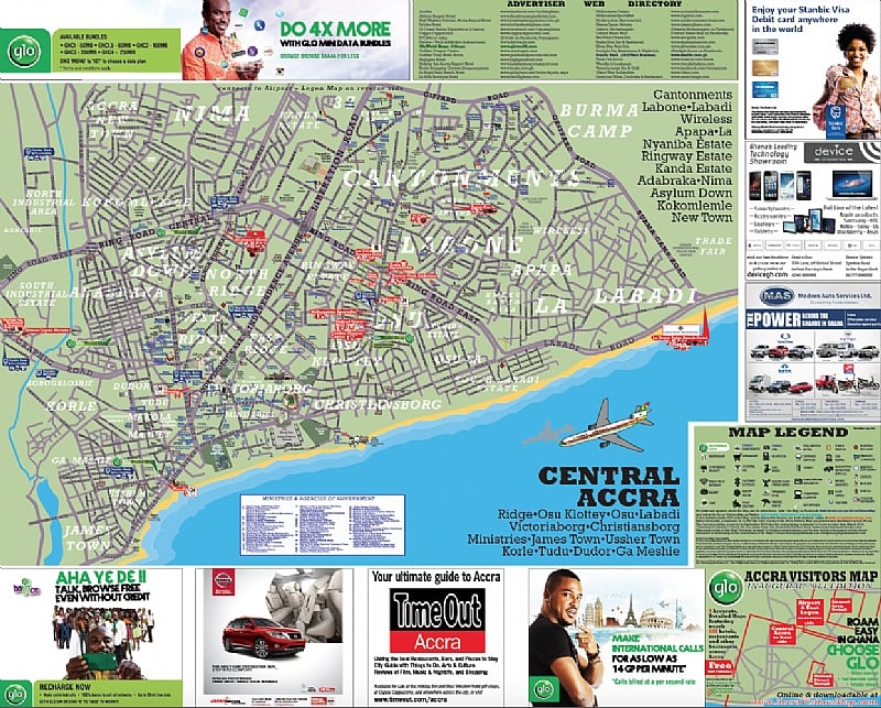 Accra New Town Map Glo Distributes Accra Visitors Map