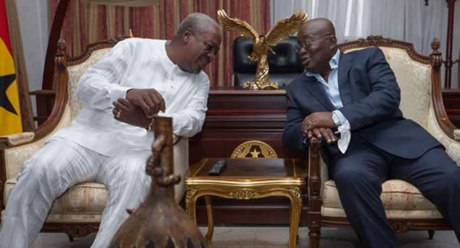 2024 NDC flagbearer John Dramani Mahamaleft and President Nana Addo Dankwa Akufo-Addo