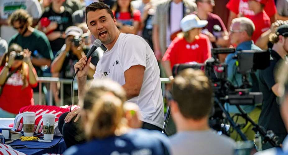 Charlie Kirk, shortly before he was shot on a college campus in Utah.  via Reuters