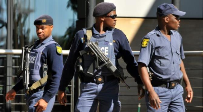 South African police patrol near Johannesburg Airport on May 12, 2010.  By Alexander Joe (AFP/File)