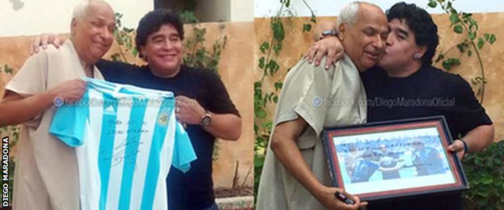 Maradona meets and thanks referee in 'Hand of God' game