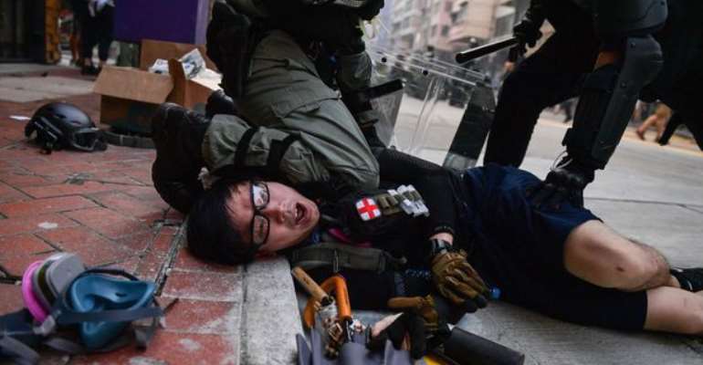 Chinese protester in Hong Kong shot by Police