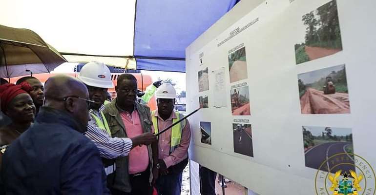 President Akufo-Addo being taken through the project by the contractor