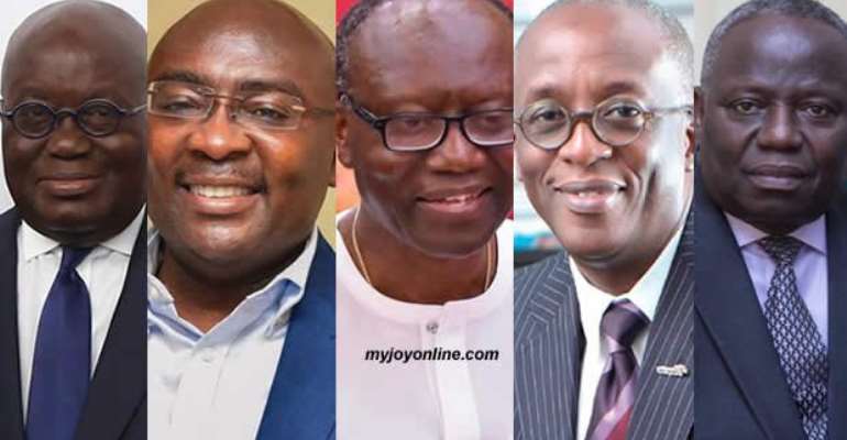 L-R: President Akufo-Addo, Dr. Bawumia, Ken Ofori Atta, Keli Gadzekpo, Esson Benjamin,