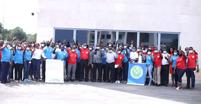 A group picture of Vivo Energy Ghana employees after the Safety Day Celebration