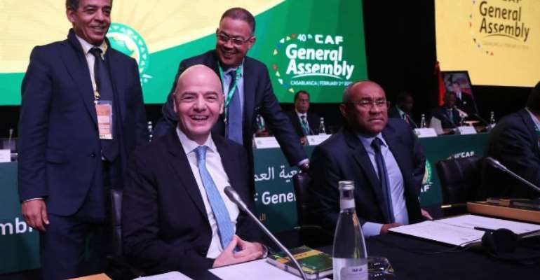 FIFA president Amaju Pinnick with Ahmad Ahmad