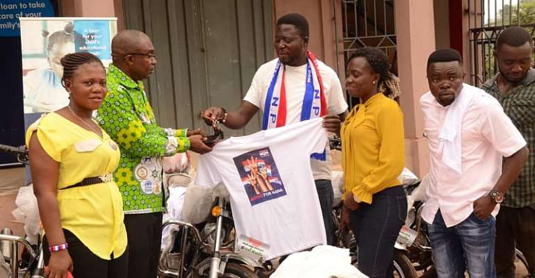 Nana Ampem Darko Donates Motorbikes, T-Shirts To Western North NPP