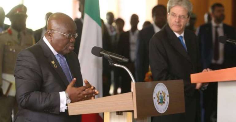 President Nana Addo Dankwa Akufo-Addo (left) with Paolo Gentiloni