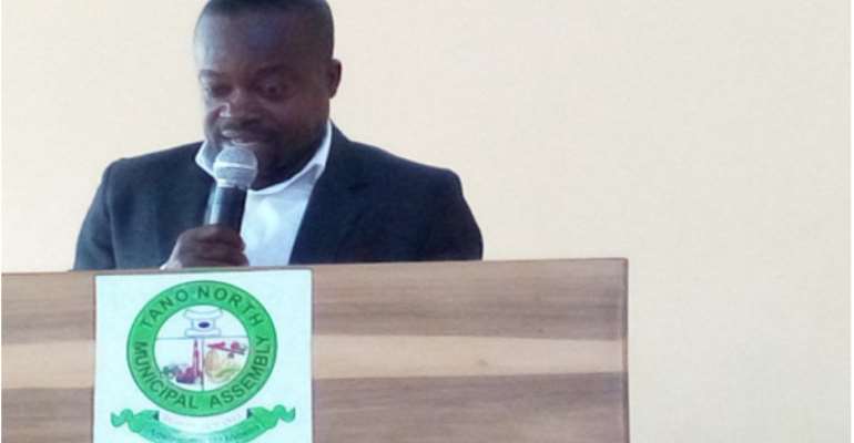 The Municipal Chief Executive Hon. Ernest Kwarteng addressing the house