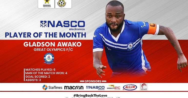 Great Olympics captain Gladson Awako wins NASCO player of the month