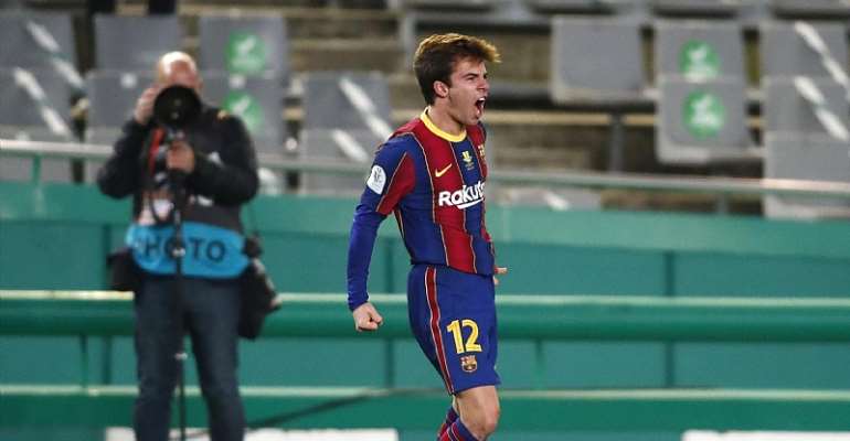 Ricard Puig of Barcelona celebrates after scoring the fifth and wining penalty in the shootout during the Supercopa de Espana Semi Final match between Real Sociedad and FC Barcelona at Estadio Nuevo ArcangelImage credit: Getty Images