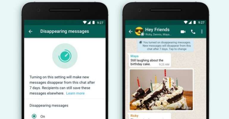 WhatsApp lets messages vanish after seven days