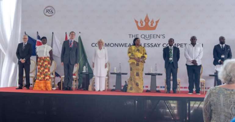From L to R- Dr. Greg Munro, Director - General of RCS & Secretary General of CLGF, Dr. Mary Ashun, Principal of GIS, Thomas Hartley , Deputy British High Commissioner to Ghana, HRH The Duchess of Cornwall, HE Rebecca Akufo-Addo, The First Lady of Ghana,