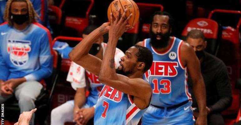 NBA: Kevin Durant and debutant James Harden star in Brooklyn Nets win