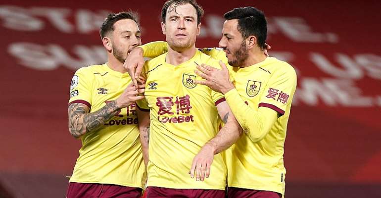 Ashley Barnes celebrates scoring for Burnley against Liverpool