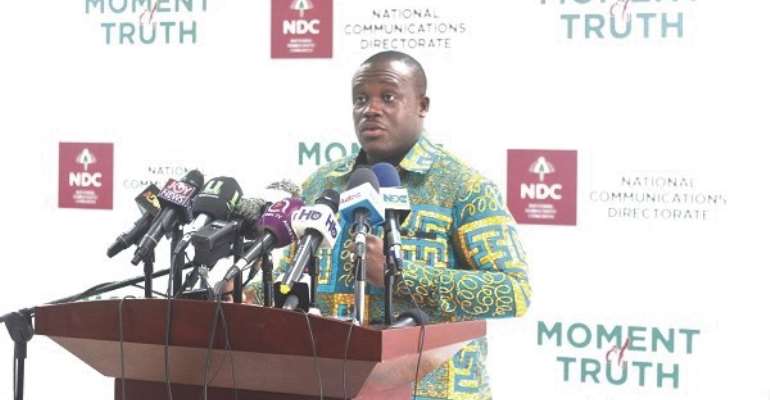 Mr Samuel Nartey George, speaking at the NDC 'Moment of Truth' series
