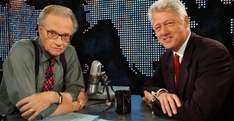 Larry King (left) with former US President Bill Clinton