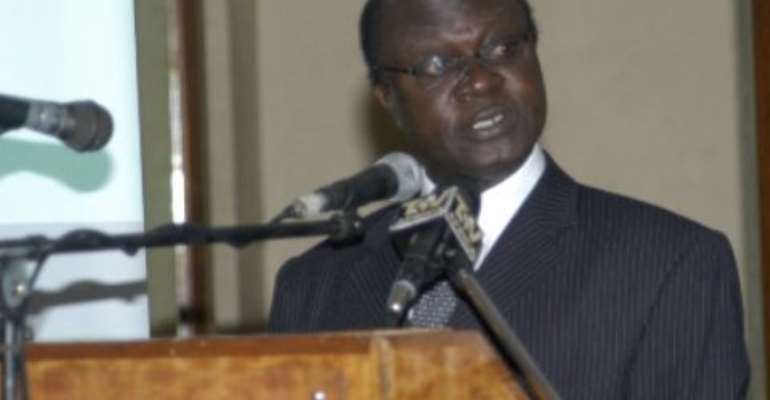 Dr George Gyan Baffour, Deputy Minister for Finance and Economic Planning, addressing a conference.