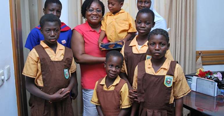 Mrs. Gina Blay With Beneficiaries Of Sponsor Kayayei To School Campaign